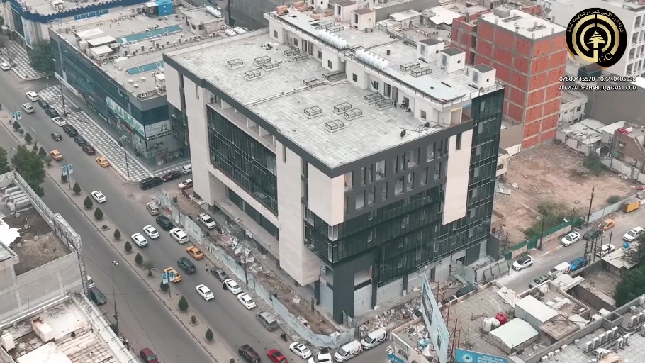 Aerial view of a commercial building in Baghdad